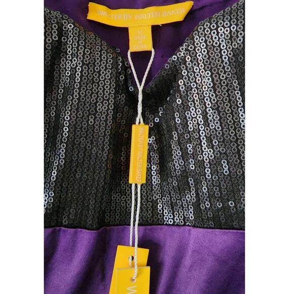 Walter by Walter Baker Sequin Chiffon Purple Black Dress Size Medium NEW - Picture 4 of 8